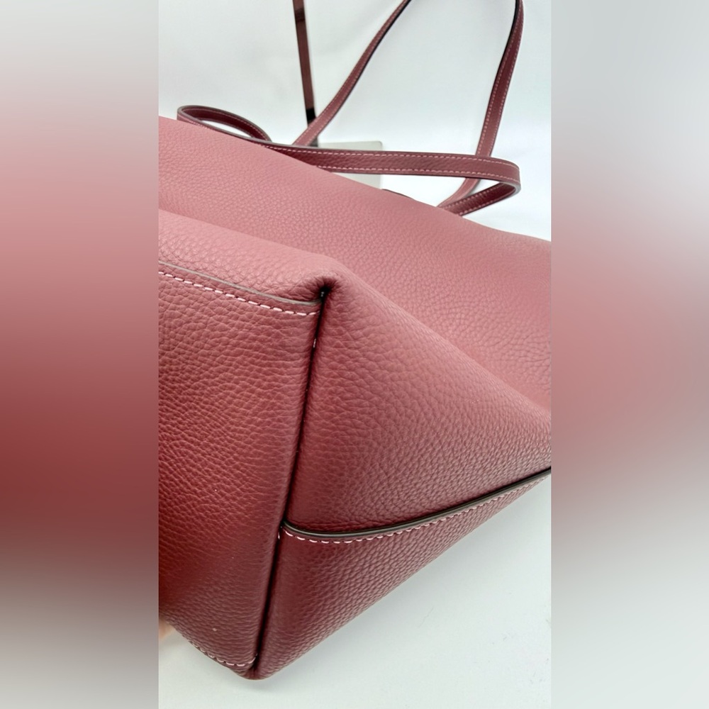 Coach Town Tote Polished Pebble Leather Wine Pink Interior Gold Hardware 72673 - Picture 6 of 12